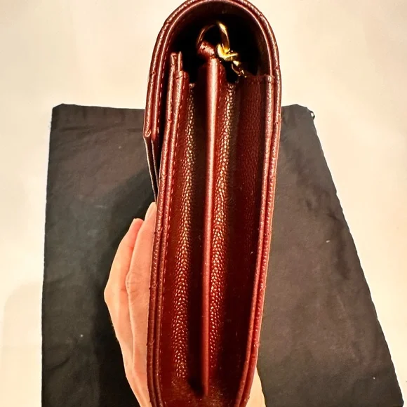 YSL AUTHENTIC medium sized gorgeous maroon color wallet on chain - Picture 4 of 12